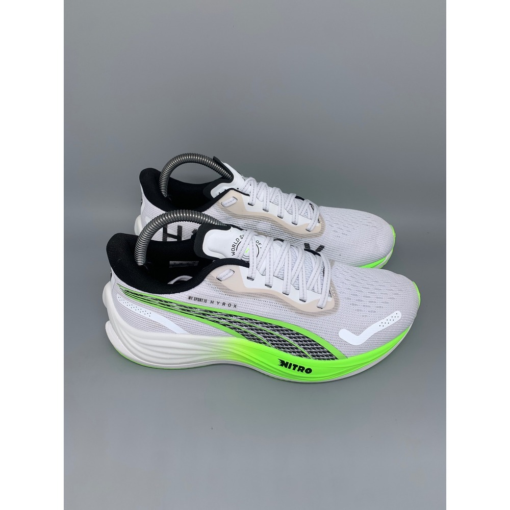 Puma Velocity Nitro 3 HYROX White Green Running Shoes 311410-01 Women's Sz 8.5